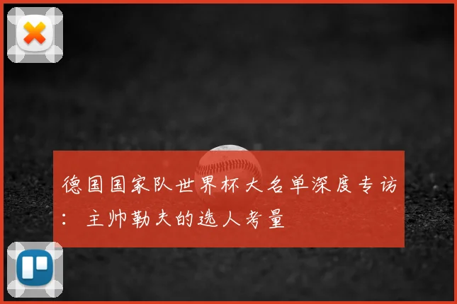 德国国家队世界杯大名单深度专访:主帅勒夫的选人考量